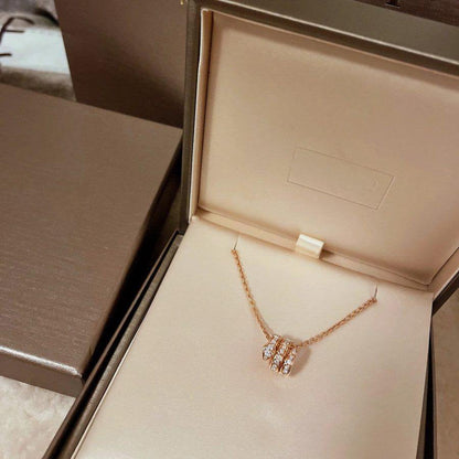[⭐moonlume]SERPENTI PINK GOLD NECKLACE DOUBLE RING DIAMOND