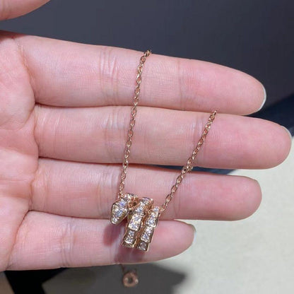 [⭐moonlume]SERPENTI PINK GOLD NECKLACE DOUBLE RING DIAMOND