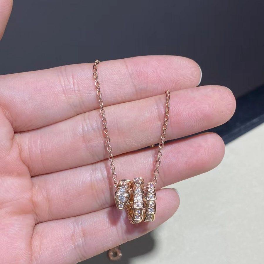 [⭐moonlume]SERPENTI PINK GOLD NECKLACE DOUBLE RING DIAMOND