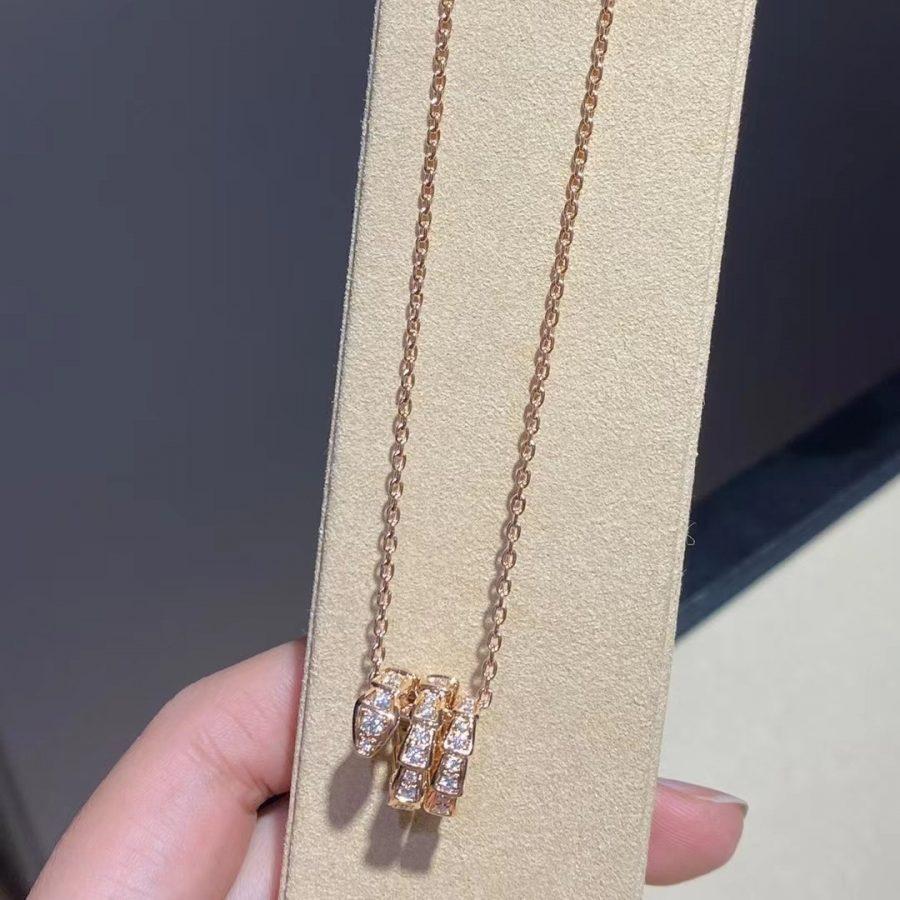 [⭐moonlume]SERPENTI PINK GOLD NECKLACE DOUBLE RING DIAMOND