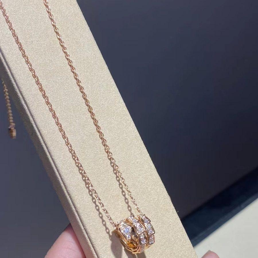 [⭐moonlume]SERPENTI PINK GOLD NECKLACE DOUBLE RING DIAMOND