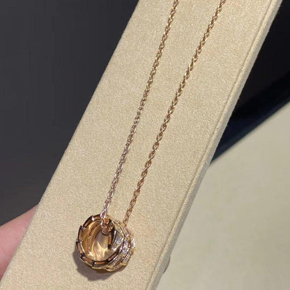 [⭐moonlume]SERPENTI PINK GOLD NECKLACE DOUBLE RING DIAMOND