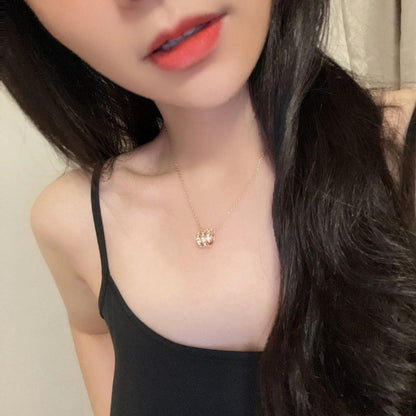 [⭐moonlume]SERPENTI PINK GOLD NECKLACE DOUBLE RING DIAMOND