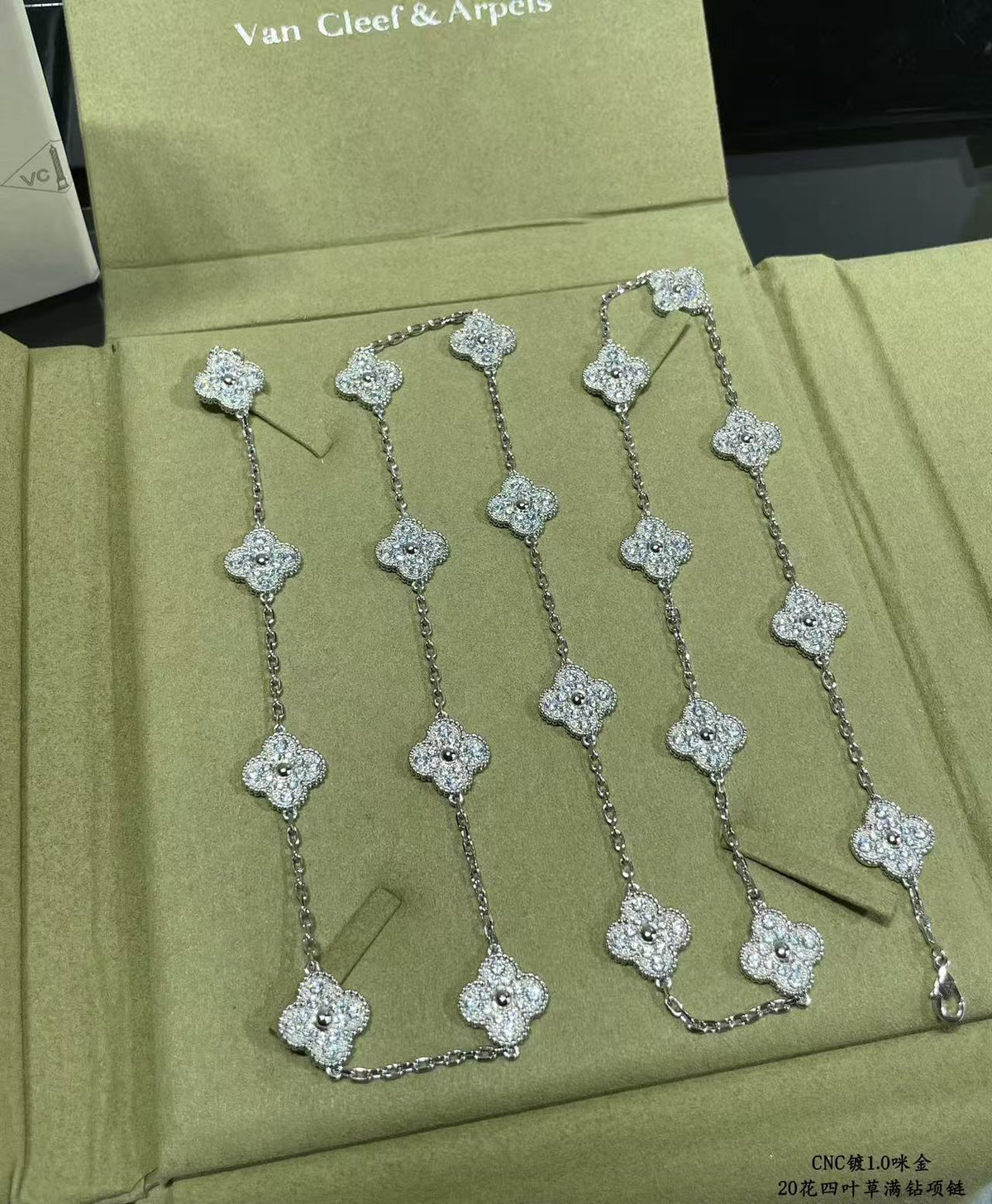 [⭐moonlume]CLOVER 20 MOTIFS FULL-DIAMOND NECKLACE