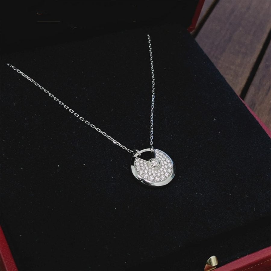 [⭐moonlume]AMULETTE SILVER FULL DIAMOND NECKLACE