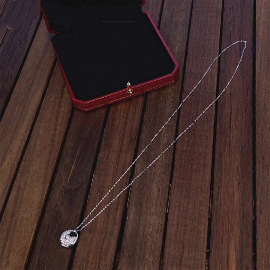 [⭐moonlume]AMULETTE SILVER FULL DIAMOND NECKLACE