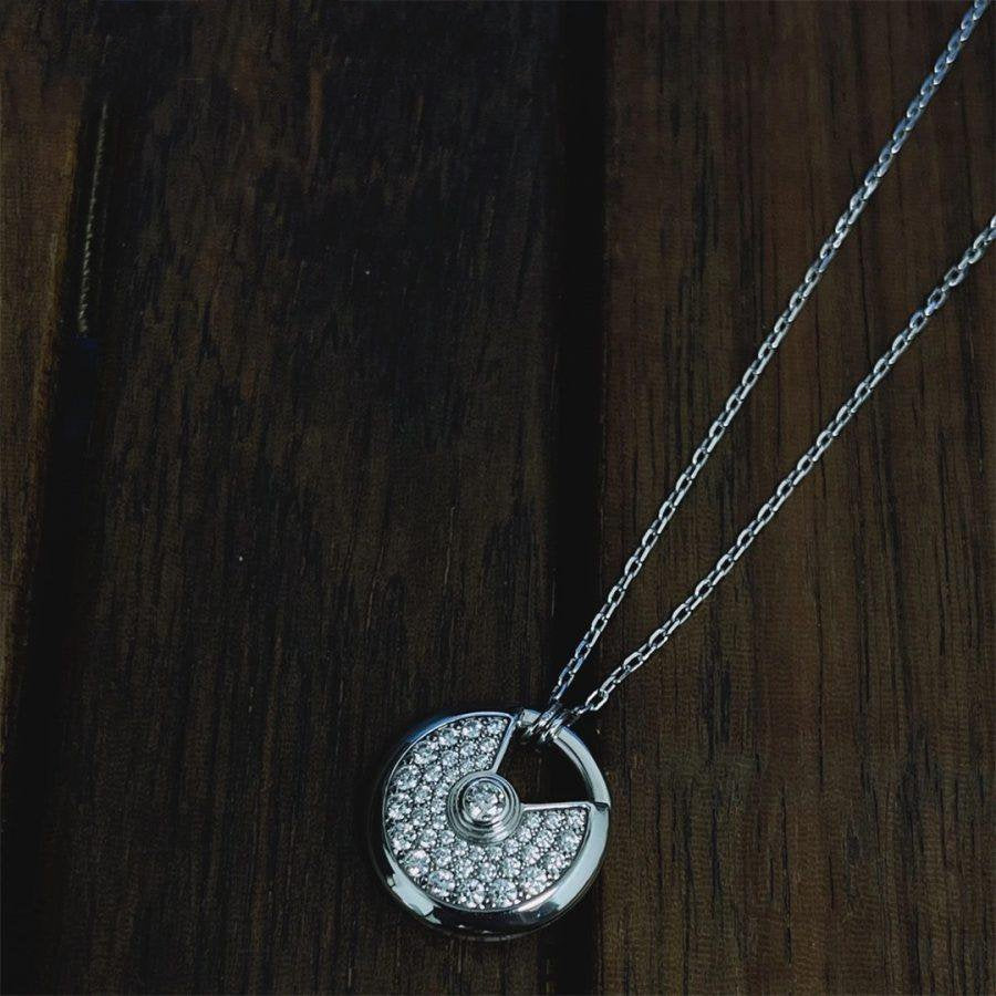 [⭐moonlume]AMULETTE SILVER FULL DIAMOND NECKLACE