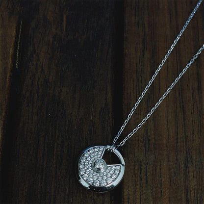 [⭐moonlume]AMULETTE SILVER FULL DIAMOND NECKLACE