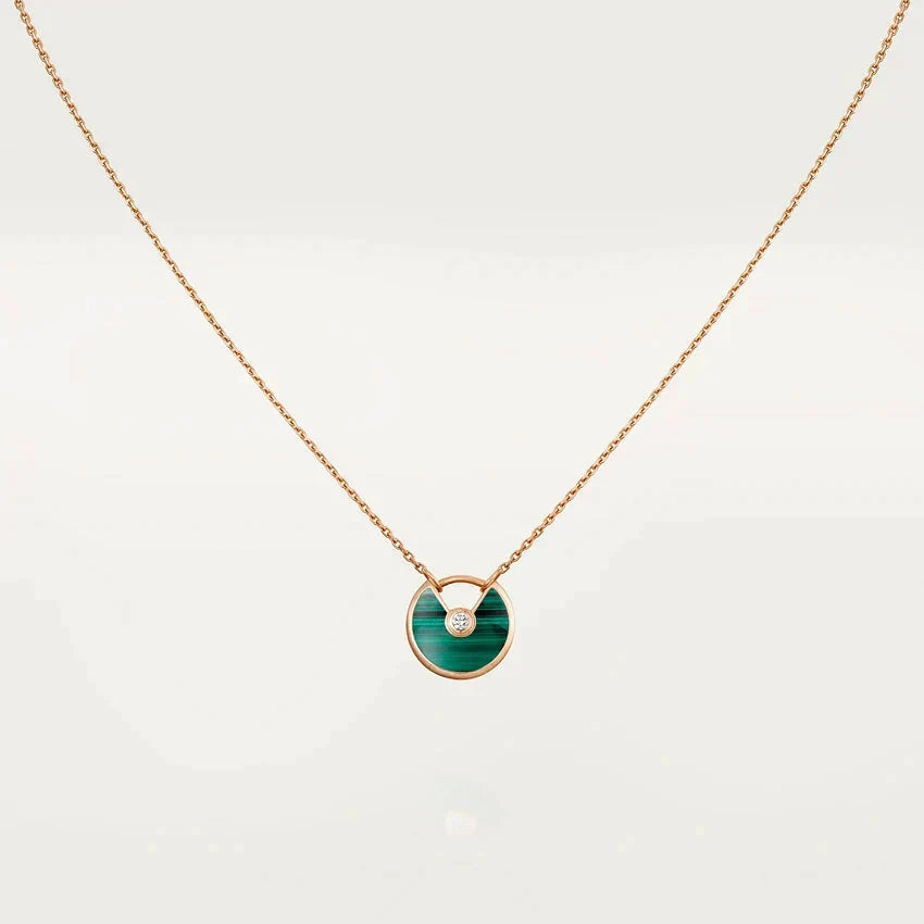 [⭐moonlume]AMULETTE ROSE GOLD MALACHITE NECKLACE