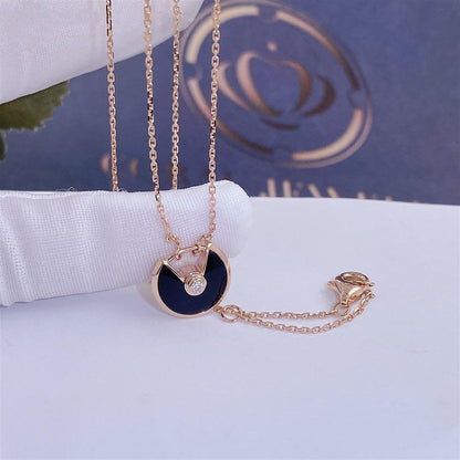 [⭐moonlume]AMULETTE ROSE GOLD ONYX NECKLACE