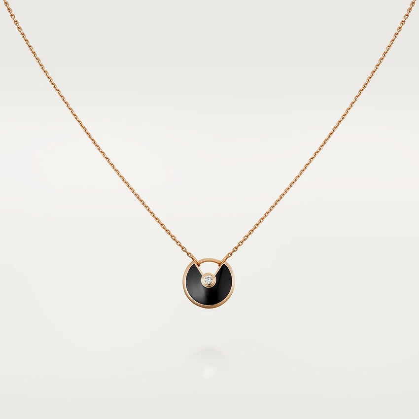 [⭐moonlume]AMULETTE ROSE GOLD ONYX NECKLACE