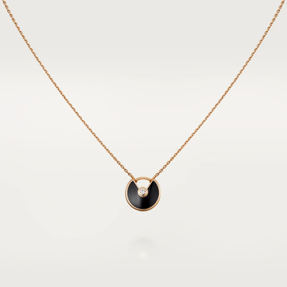 [⭐moonlume]AMULETTE ROSE GOLD ONYX NECKLACE