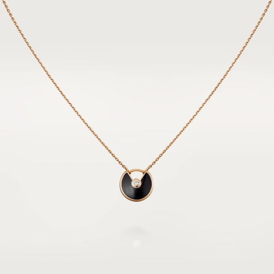[⭐moonlume]AMULETTE ROSE GOLD ONYX NECKLACE