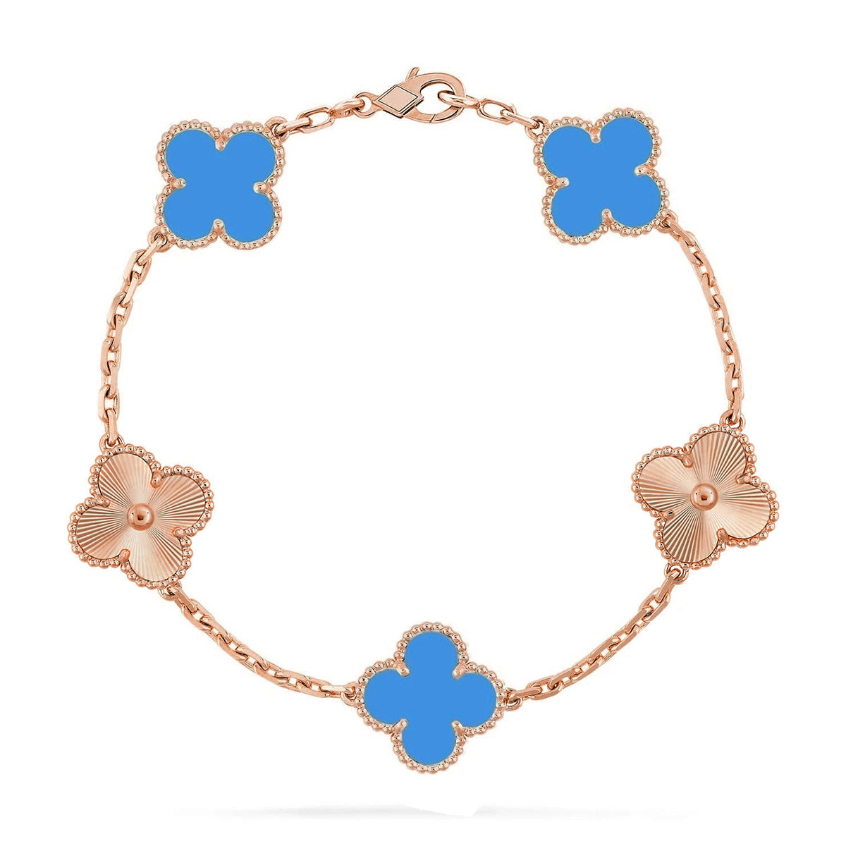 [⭐moonlume] CLOVER 5 MOTIF BLUE AGATE BRACELET COLLECTION