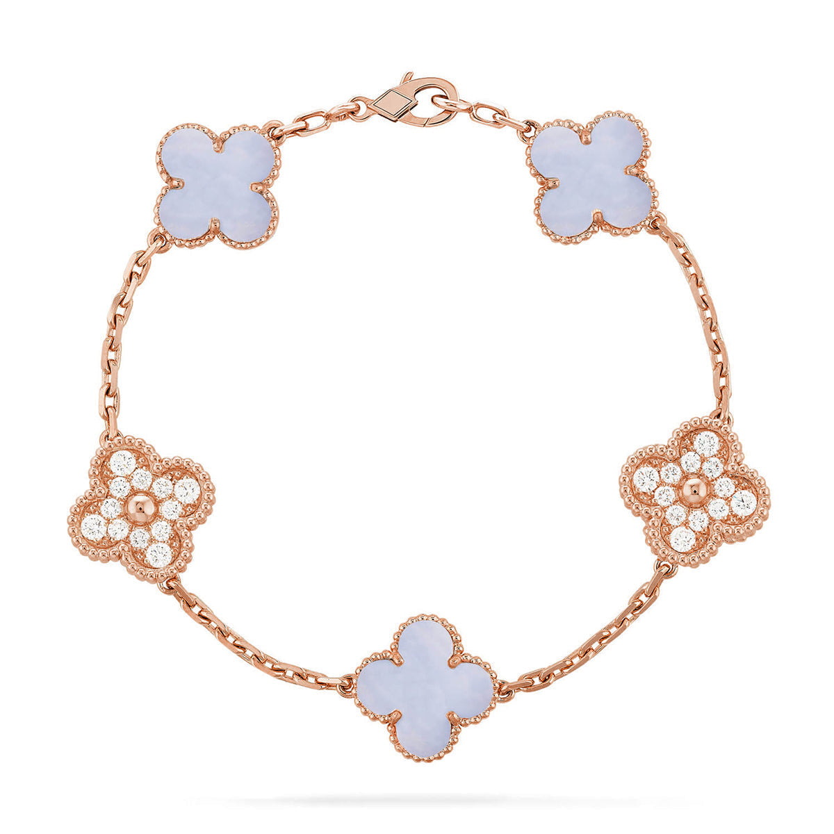 [⭐moonlume] CLOVER 5 MOTIF PURPLE CHALCEDONY BRACELET COLLECTION