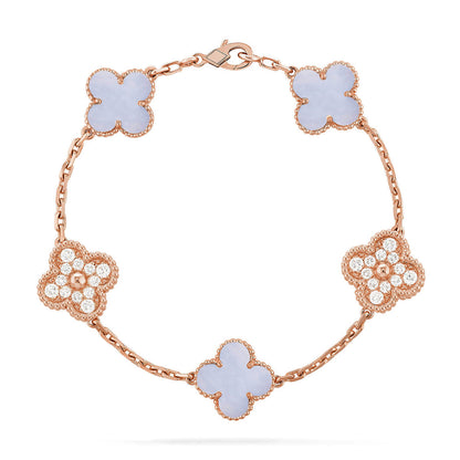 [⭐moonlume] CLOVER 5 MOTIF PURPLE CHALCEDONY BRACELET COLLECTION