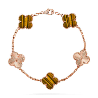 [⭐moonlume] CLOVER 5 MOTIFS TIGER EYE BRACELET COLLECTION