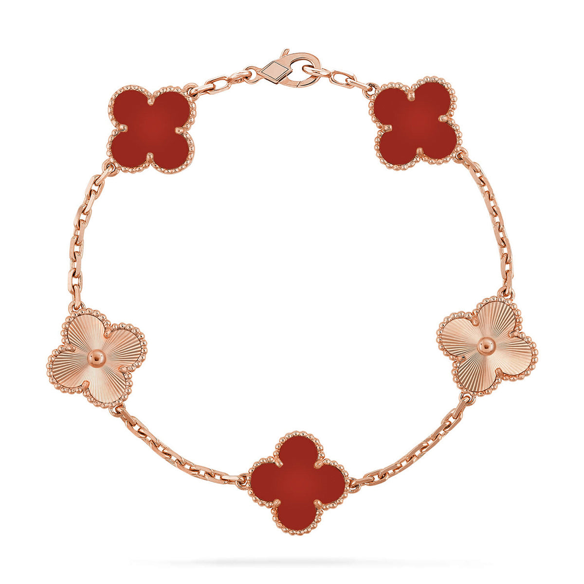 [⭐moonlume] CLOVER 5 MOTIF RED CORNELIAN BRACELET COLLECTION