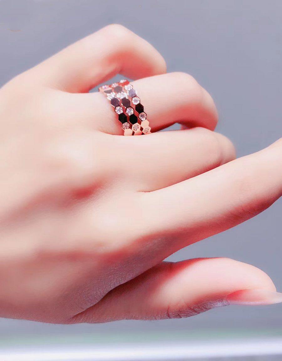 [⭐moonlume]BEE LOVE RING PINK GOLD DIAMOND