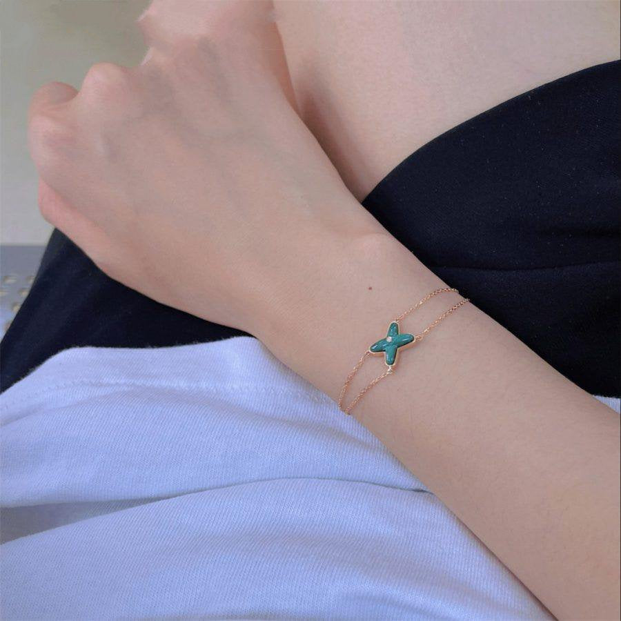 [⭐moonlume]JEUX BRACELET MALACHITE PINK GOLD 1 DIAMOND
