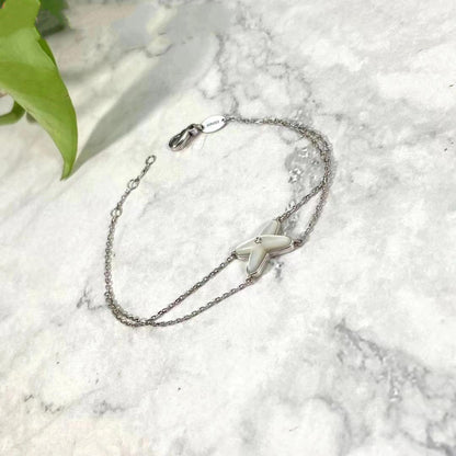 [⭐moonlume]JEUX BRACELET WHITE MOP SILVER 1 DIAMOND