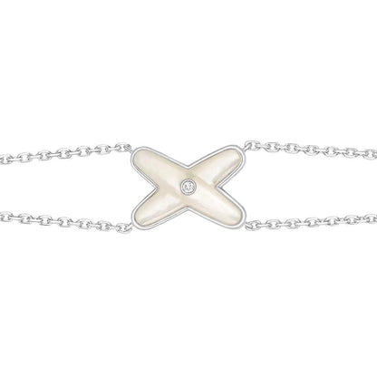 [⭐moonlume]JEUX BRACELET WHITE MOP SILVER 1 DIAMOND