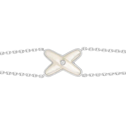 [⭐moonlume]JEUX BRACELET WHITE MOP SILVER 1 DIAMOND