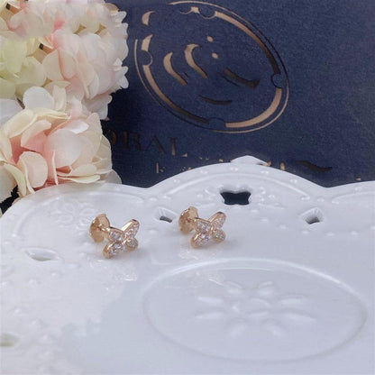 [⭐moonlume]JEUX DE PINK GOLD DIAMOND EARRINGS