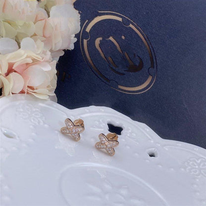 [⭐moonlume]JEUX DE PINK GOLD DIAMOND EARRINGS
