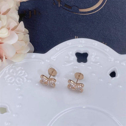 [⭐moonlume]JEUX DE PINK GOLD DIAMOND EARRINGS