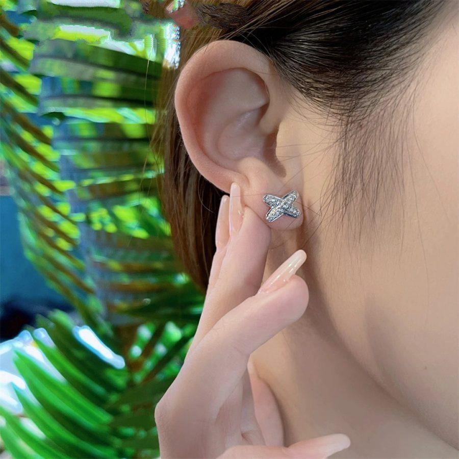 [⭐moonlume]JEUX DE SILVER DIAMOND EARRINGS