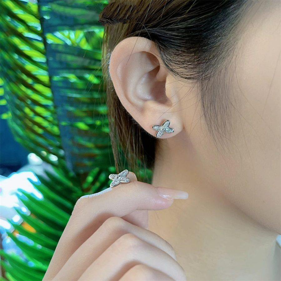 [⭐moonlume]JEUX DE SILVER DIAMOND EARRINGS