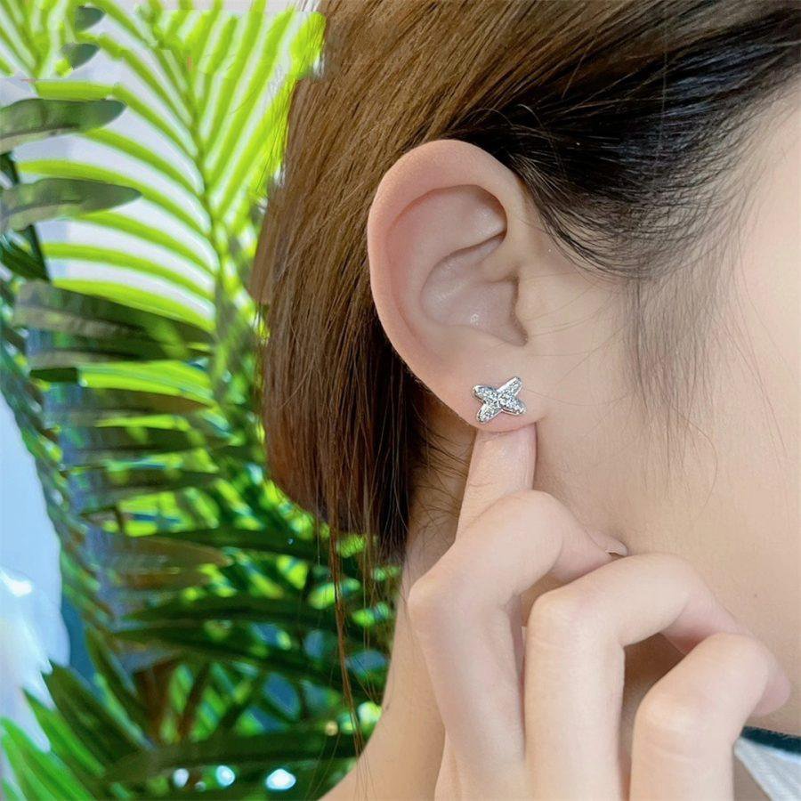 [⭐moonlume]JEUX DE SILVER DIAMOND EARRINGS