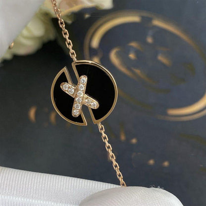 [⭐moonlume]JEUX DE BRACELET ONYX PINK GOLD DIAMOND