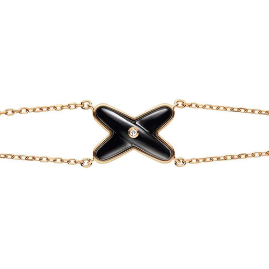 [⭐moonlume]JEUX BRACELET ONYX PINK GOLD 1 DIAMOND