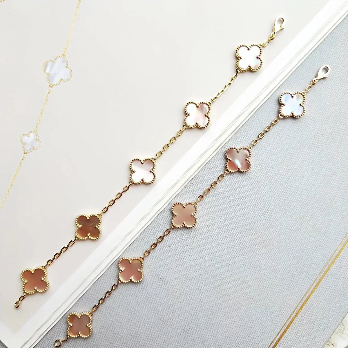 [⭐moonlume] CLOVER 5 MOTIFS  PINK MOP BRACELET COLLECTION