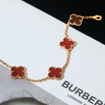 [⭐moonlume] CLOVER 5 MOTIF RED CORNELIAN BRACELET COLLECTION