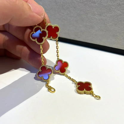 [⭐moonlume] CLOVER 5 MOTIF RED CORNELIAN BRACELET COLLECTION