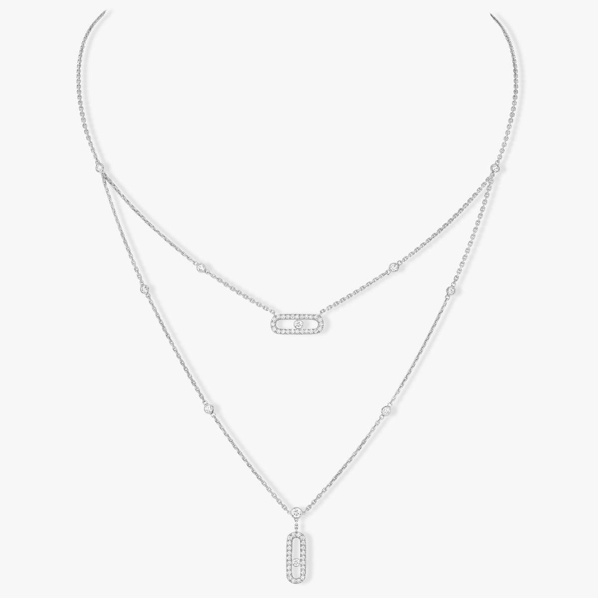 [⭐moonlume]MOVE 2 ROW DIAMOND NECKLACE