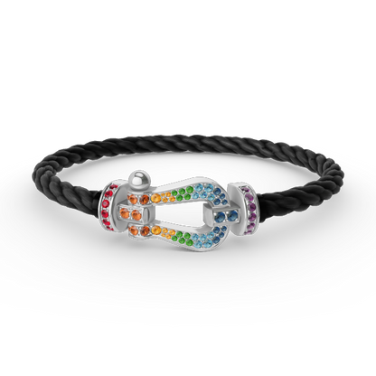[⭐moonlume]FORC LARGE HORSESHOE  COLORED DIAMOND BRACELET SILVER
