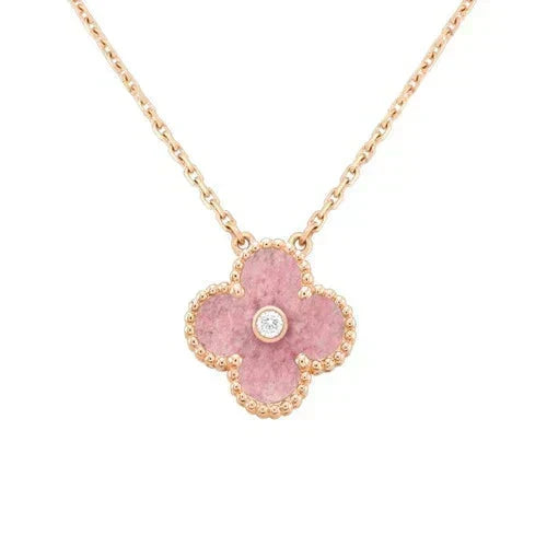 [⭐moonlume]CLOVER 15MM DIAMOND RHODONITE NECKLACE