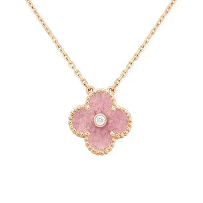[⭐moonlume]CLOVER 15MM DIAMOND RHODONITE NECKLACE