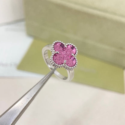 [⭐moonlume]NEW ROSE QUARTZ FOUR-LEAF CLOVER RING