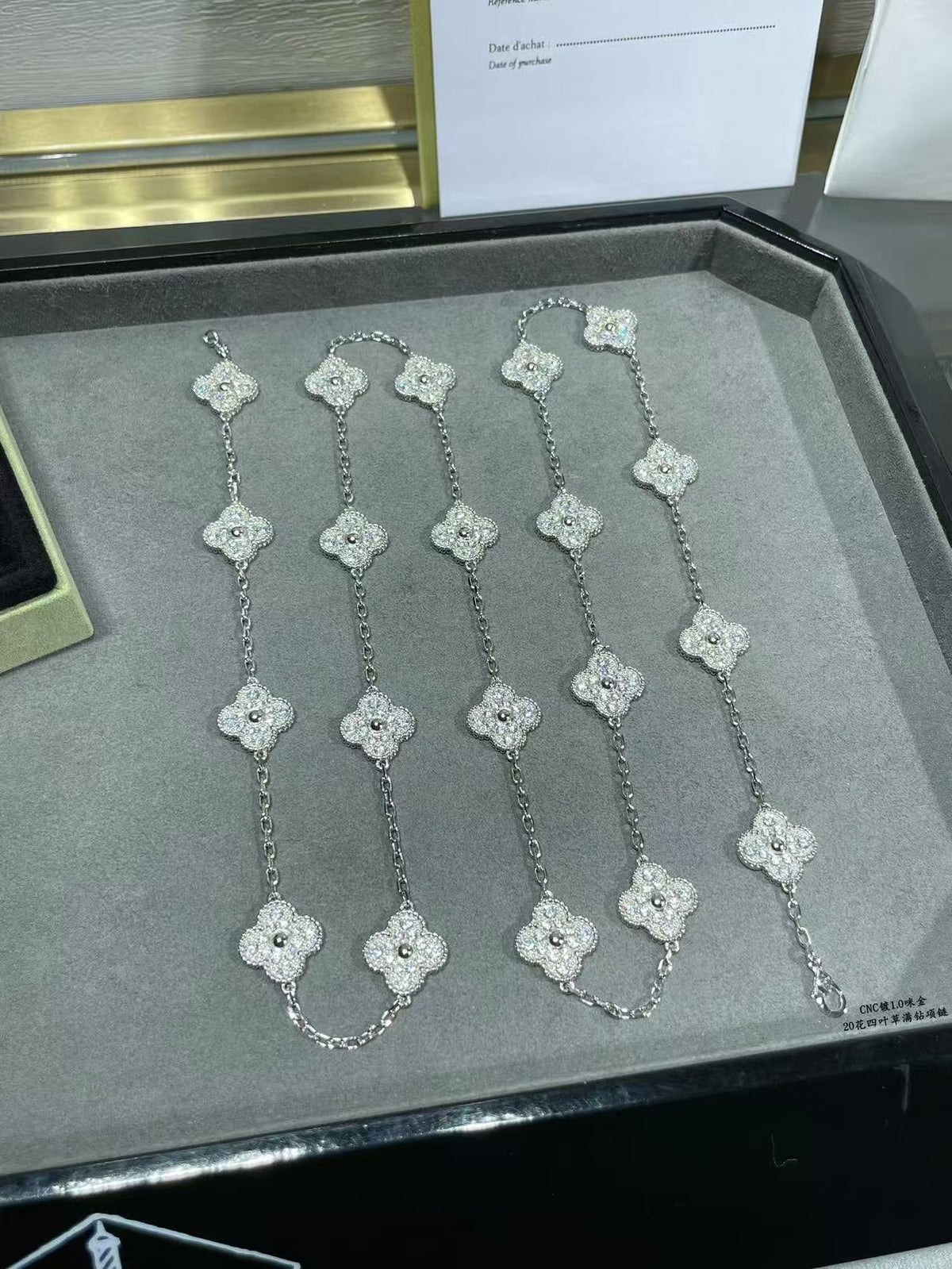 [⭐moonlume]CLOVER 20 MOTIFS FULL-DIAMOND NECKLACE