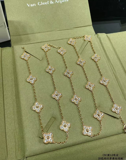 [⭐moonlume]CLOVER 20 MOTIFS FULL-DIAMOND NECKLACE
