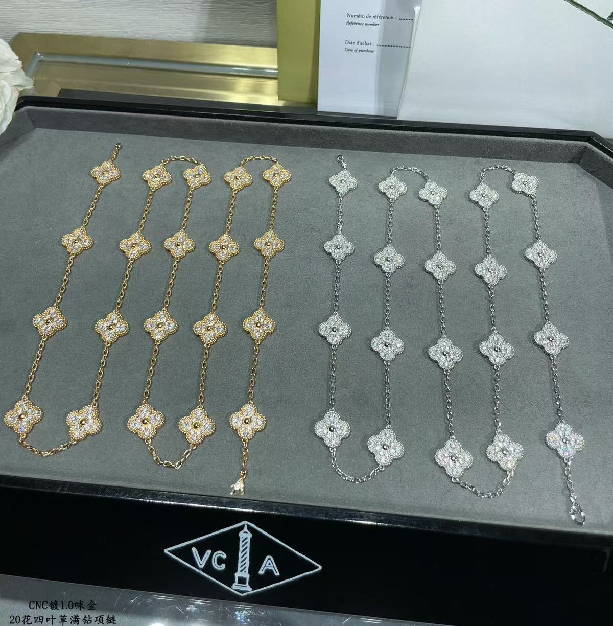 [⭐moonlume]CLOVER 20 MOTIFS FULL-DIAMOND NECKLACE