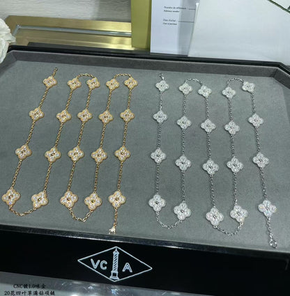 [⭐moonlume]CLOVER 20 MOTIFS FULL-DIAMOND NECKLACE