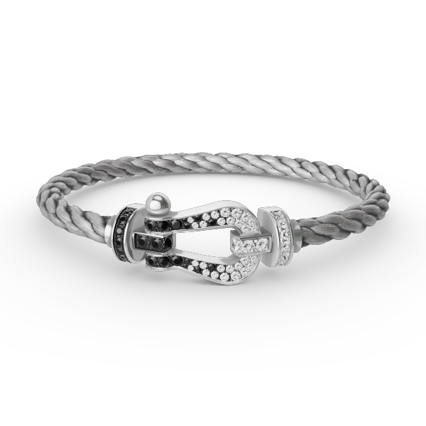 [⭐moonlume]FORCE LARGE HORSESHOE BLACK WHITE DIAMOND BRACELET SILVER