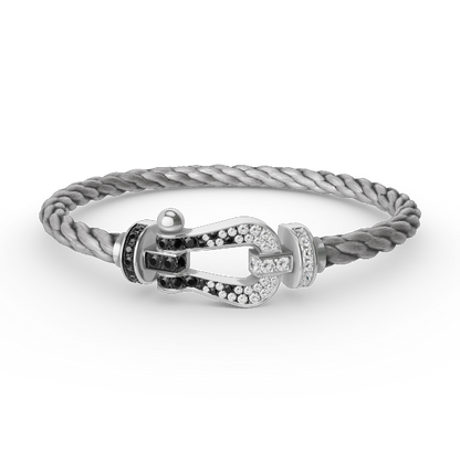 [⭐moonlume]FORCE LARGE HORSESHOE BLACK WHITE DIAMOND BRACELET SILVER