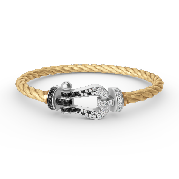 [⭐moonlume]FORCE LARGE HORSESHOE BLACK WHITE DIAMOND BRACELET SILVER